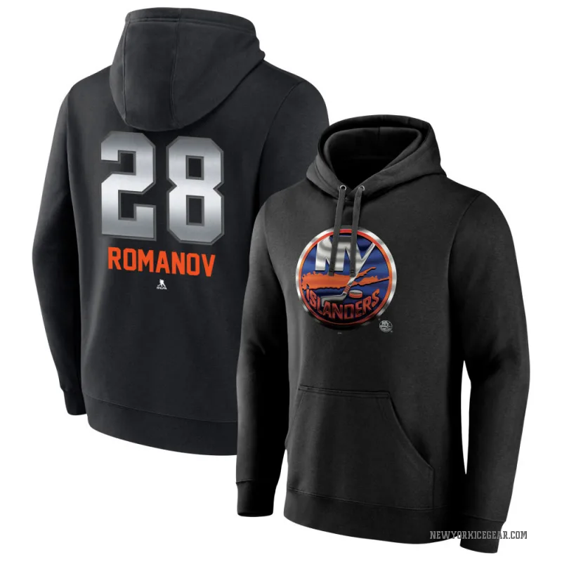 Alexander Romanov Men's Black New York Islanders Branded Midnight Mascot Logo Pullover Hoodie