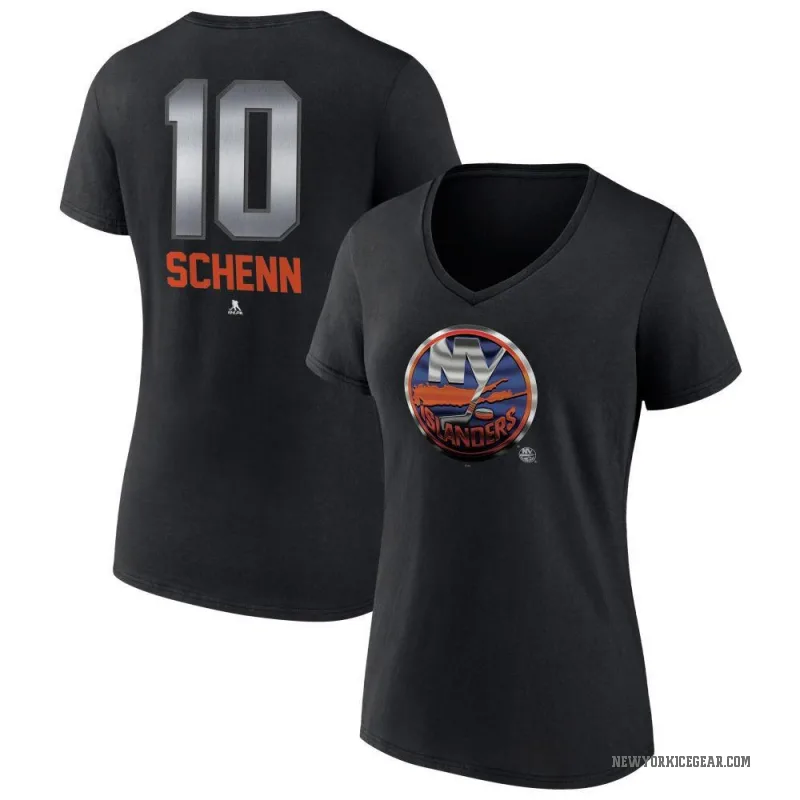 Brayden Schenn Women's Black New York Islanders Midnight Mascot Logo V-Neck T-Shirt