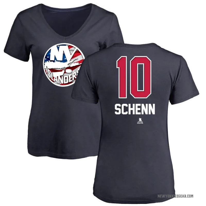Brayden Schenn Women's Navy New York Islanders Name and Number Banner Wave V-Neck T-Shirt -
