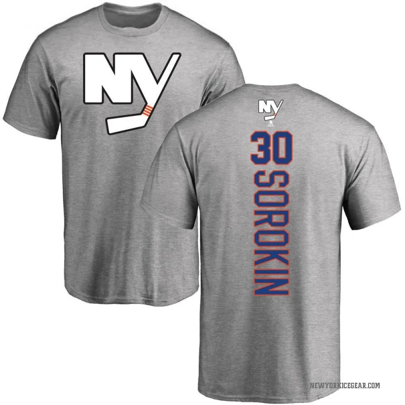 Ilya Sorokin Men's Ash New York Islanders Backer T-Shirt -