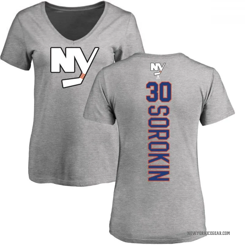 Ilya Sorokin Women's Ash New York Islanders Backer T-Shirt -