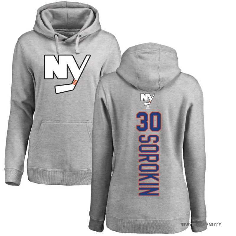 Ilya Sorokin Women's New York Islanders Branded Ash Backer Pullover Hoodie