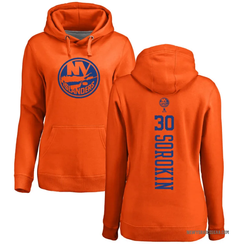 Ilya Sorokin Women's Orange New York Islanders Branded One Color Backer Pullover Hoodie