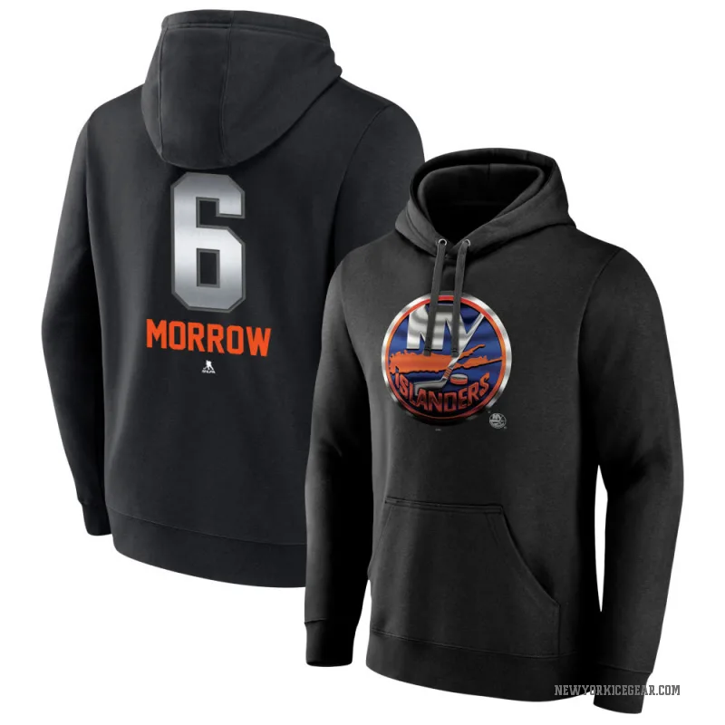 Ken Morrow Men's Black New York Islanders Branded Midnight Mascot Logo Pullover Hoodie