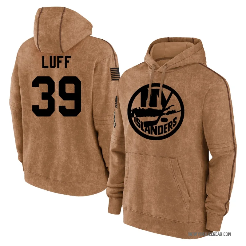 Matt Luff Men's Brown New York Islanders 2023 Salute to Service Club Pullover Hoodie