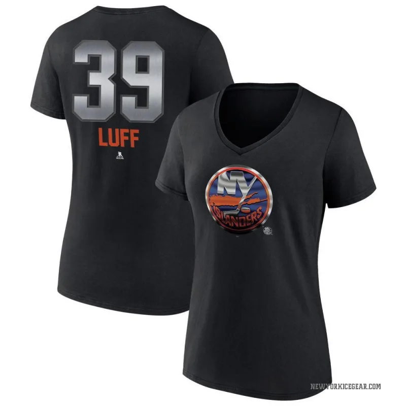 Matt Luff Women's Black New York Islanders Midnight Mascot Logo V-Neck T-Shirt