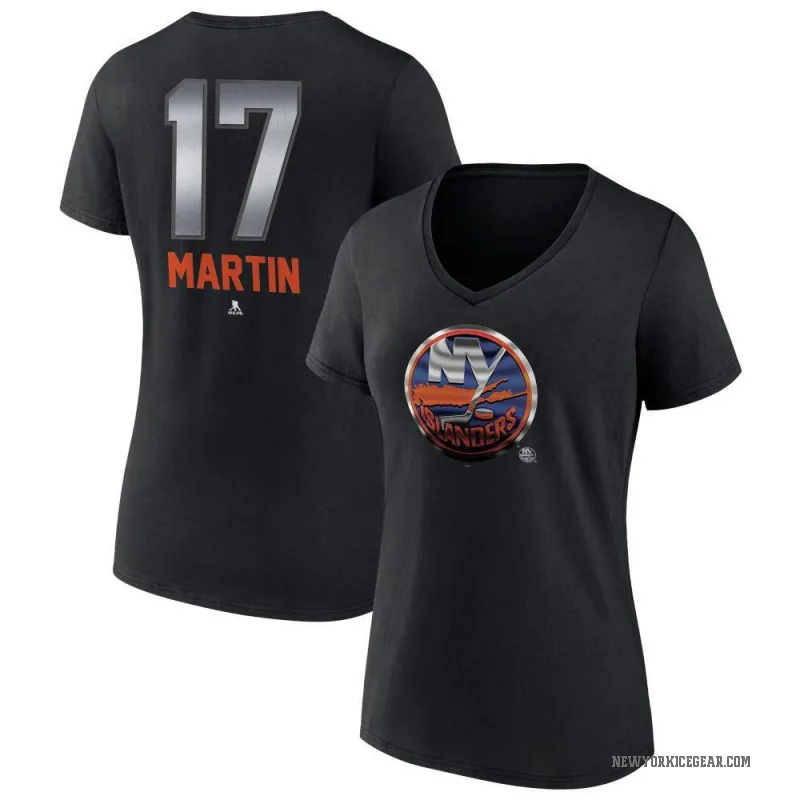 Matt Martin Women's Black New York Islanders Midnight Mascot Logo V-Neck T-Shirt