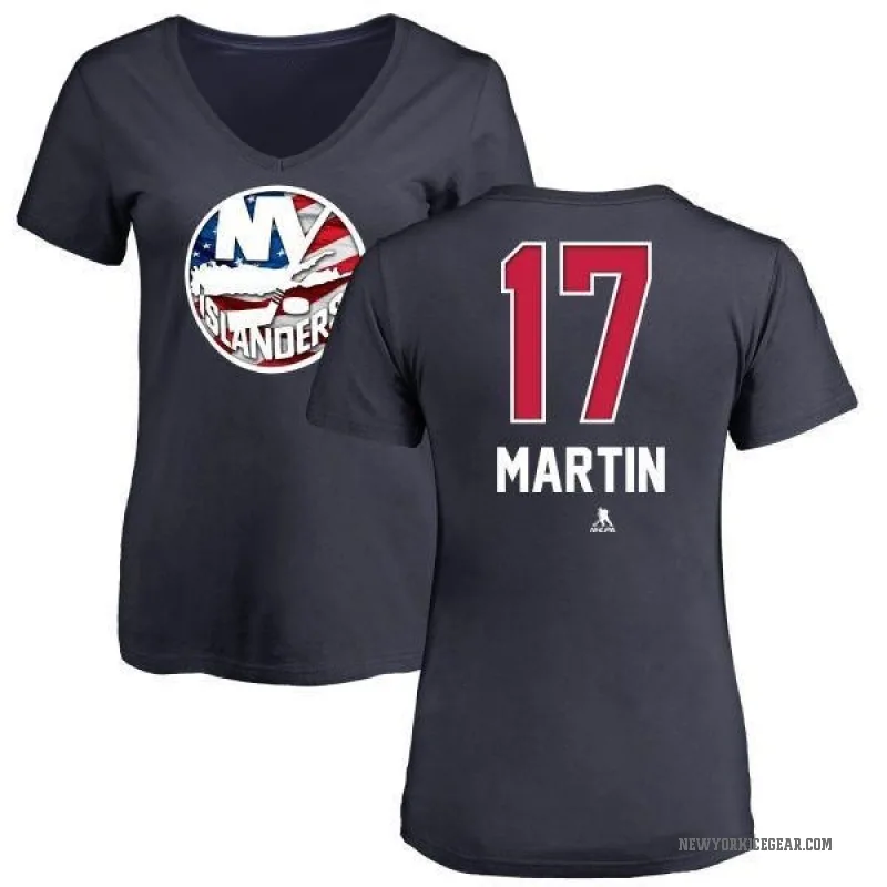 Matt Martin Women's Navy New York Islanders Name and Number Banner Wave V-Neck T-Shirt -