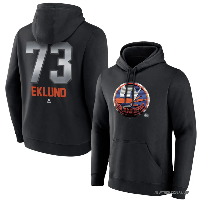 Victor Eklund Youth Black New York Islanders Branded Midnight Mascot Logo Pullover Hoodie